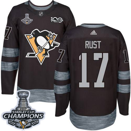Adidas Penguins #17 Bryan Rust Black 1917-100th Anniversary Stanley Cup Finals Champions Stitched NHL Jersey - Click Image to Close